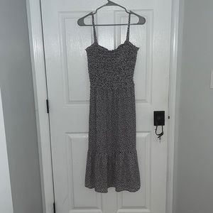 navy maxi dress with flowers